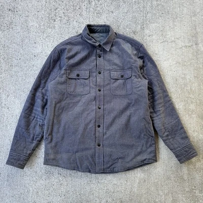 Faherty Reversible Quilted Jacket Shacket Snap Button Lined Pockets Gray Large? - Image 1 of 4