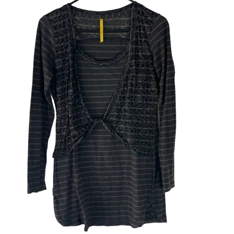 Top Lole para mujer talla mediana negro envolvente torcido manga larga baile yoga  Foto 1 de 4