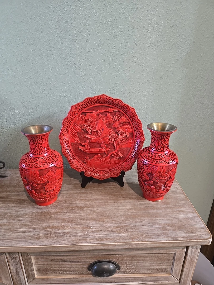 中国风红色黄铜花瓶| eBay