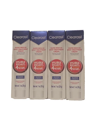 4x Clearasil Rapid Rescue Spot Treatment Cream 1 Oz. Each Ex.03/2026+ - Image 1 of 4