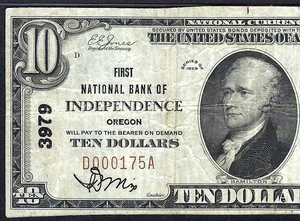 🇺🇸 OR 1929 $10  ♚♚INDEPENDENCE, OREGON♚♚ PMG VERY FINE 20 SCARCE ! - Picture 1 of 3