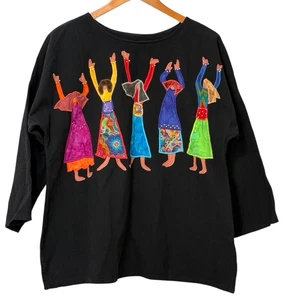 Vintage Alfredo's Wife Top Women Celebrating Applique Art to Wear Unique Size M - Picture 1 of 10