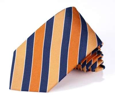 Corbata Brooks Brothers Repp para hombre naranja melocotón y azul marino a rayas 58"L x 3"W Foto 1 de 4