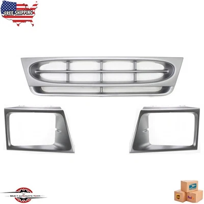Fits 1997-2004 Ford E150 E250 E350 E450 New Front Grille + Headlamp Door Set 3PC - Image 1 of 4