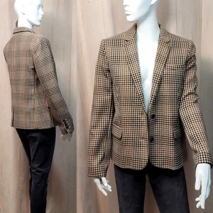 M&S Tailored BLAZER JACKET ~ Size 12 ~ BROWN Mix CHECK - Picture 1 of 7