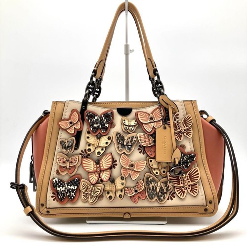 Coach 69553 Dreamer 27 con applicazione farfalla e pelle di serpente avorio multi borsa
