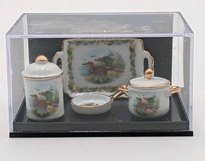 Dollhouse Miniature Reutter Wild Duck Serving Set 1:12 scale Porcelain W/Case - Image 1 of 4