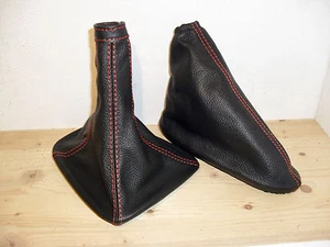 ALFA ROMEO MITO CUFFIA LEVA CAMBIO FRENO A MANO PER PELLE NERA CUCITURE ROSSE - Bild 1 von 1