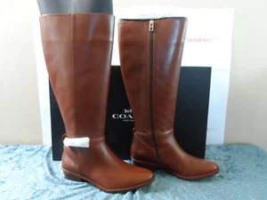 Coach Caroline Semi Matte Calf DK Saddle Extended Stiefel Größe 7M NEU - Bild 1 von 14
