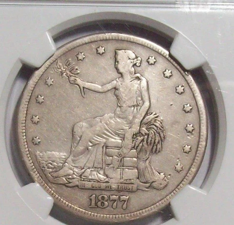 1877-S TRADE DOLLAR  Original & Authenticated NGC  VF-25  #9D5 Cover