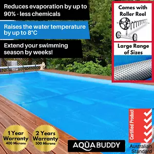 Aquabuddy Swimming Pool Cover 500 Micron Solar Blanket Isotherm with Roller Reel - Picture 1 of 28