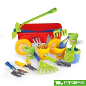My First Gardening Set Kids 15 Piece Outdoor Play Tools Wagon Flower Pots Multi - Picture 1 of 5