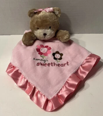 Carter's CHILD of MINE "Mommy's Sweetheart" Oso Rosa Manta Satén Lovey Sonajero Foto 1 de 4
