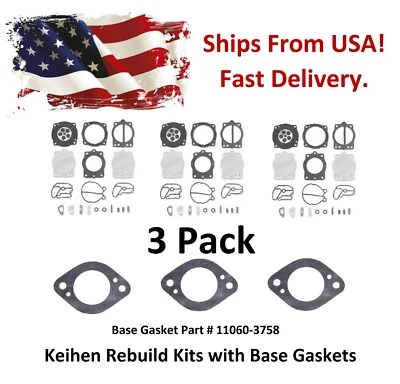 Keihin Triple Carb Kit & Base Gasket 11060-3758 f Kawasaki 1100 ZXI STX - Image 1 of 4