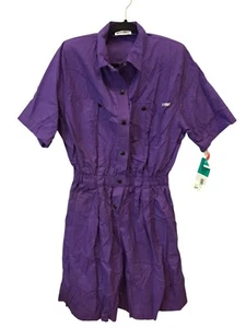 Dreams Romper Purple Womens XL Short Sleeve Snap Front Elastic Waist NWT Vtg 80s - Picture 1 of 12