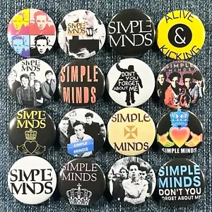 SIMPLE MENTES Música Años 80 1.0" Botones Pinback Nueva Ola Sintetizador Pop Art Rock 16 Pines - Imagen 1 de 7