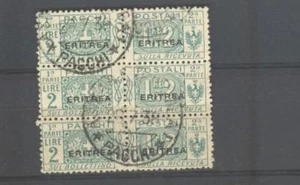 Colonie. ERITREA. Striscia di tre del 2 lire verde pacchi... - Foto 1 di 2