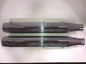 RC Components 3" Chrome Slip-On Mufflers for 14-19 XL Models - Picture 1 of 5
