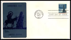 1963 Christmas decorated tree 5c Sc 1240 FDC with Sarzin metallic cachet (28 - Picture 1 of 1