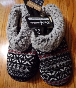 Zapatilla zueco Dearfoams negra Fair Isle ~ PEQUEÑA PARA MUJER (5-6) ~ NUEVA con etiqueta - Imagen 1 de 2