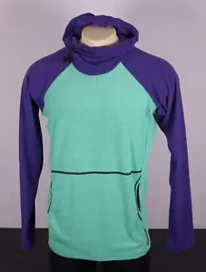 MELANZANA Mens Medium Micro Grid V2 Fleece Hoodie Jacket Lagoon/Grape w/Sticker - Picture 1 of 7