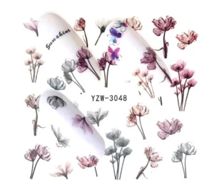 NAIL ART WATER DECALS  HARUNOUTA FLOWERS  MULTICOLOURED  YZW-3048 - Picture 1 of 1
