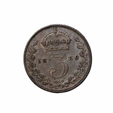 Great Britain 1889 Silver Threepence Queen Victoria British Coin km#758 3p