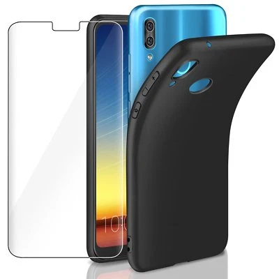 CUSTODIA COVER NERA/NERO per HUAWEI P20 / LITE / PRO + PELLICOLA VETRO TEMPERATO - Immagine 1 di 4