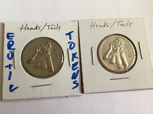 2 Sexy Girl Novelty Tokens Coins Heads Tails Risqué Naughty Erotic Naked Sexy - Picture 1 of 4