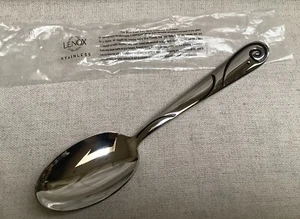 "Cuchara para servir sólida Lenox 18 10 acero inoxidable Spyro acento negro 9""" - Imagen 1 de 3