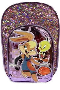 Space Jam Lola Bunny Backpack Looney Tune Squad School Book Bag Tote 17" - Picture 1 of 4