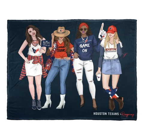 Houston Texans NFL 50”x 60” Lady Fans Silk Touch Throw Blanket Northwest Co Cover