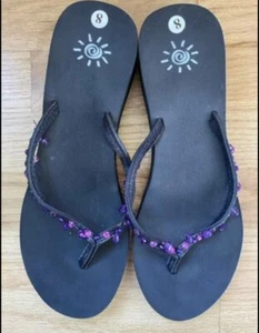 Unbranded Purple Beaded Flip Flops Woman's Size 8 - Bild 1 von 6