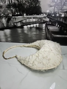 Zara White Textile Fabric Small Shoulder Bag 11x7" - Picture 1 of 8