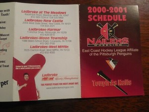 2000-2001 Wheeling Nailers ECHL Hockey Schedule