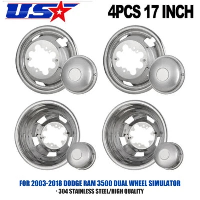 4 piezas simuladores de doble rueda de 17" atornillados para camioneta Dodge Ram 3500 2003-2018 Foto 1 de 4