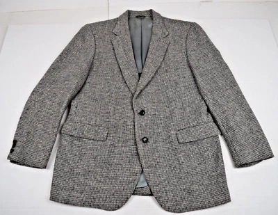 Vintage Harris Tweed Sport Coat Blazer Size 40 70s 80s Rustic Gray Weave MadeUSA - Image 1 of 4