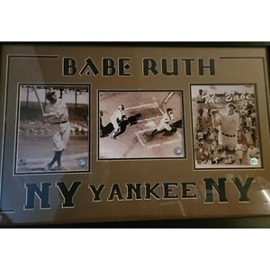 Babe Ruth Tribute Framed Art Work 3 8x10 Photos w/MLB COA Hologram 21"T x 33"W - Picture 1 of 23