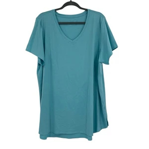 Camiseta túnica Pima Soft Surroundings talla grande 2X azul aguamarina Isabel cuello en V - Imagen 1 de 12