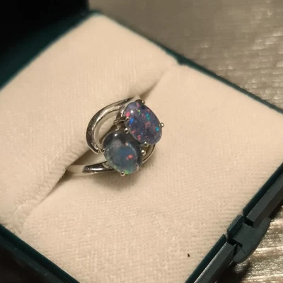 Goldring Ring 585 Weißgold mit Opalen  Schachtel Ca.17mm  Vintage Goldpreis  - Bild 1 von 4