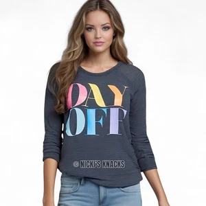 Chaser Day Off Graphic Pullover Sweatshirt Soft Lightweight Slouchy Top Size M - Picture 1 of 7