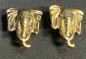 Elephant Gold tone Clip on Earrings 1"x1" - Picture 1 of 2