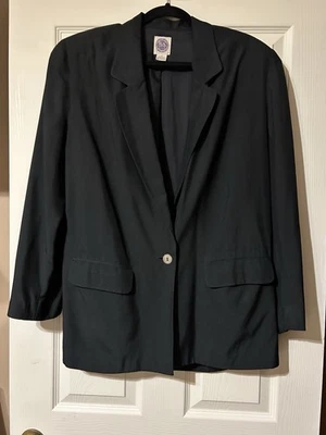 Blazer Saks Fifth Avenue Ropa Real Seda Botón Único Negro Dinero Antiguo Talla M Foto 1 de 4