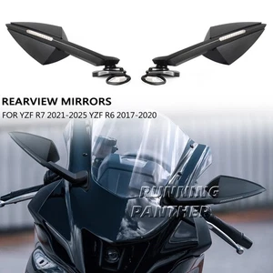 Rearview Mirrors With Turn Signals LED For YAMAHA YZF R6 2017-2020 YZF R7 YZFR7 - Picture 1 of 12