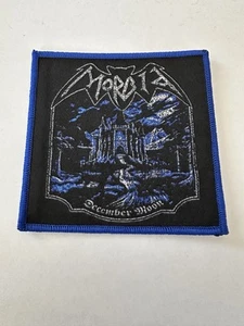 MORBOSO, LUNA DE DICIEMBRE, BORDE AZUL, 4X4 PULGADAS, PARCHE TEJIDO - Imagen 1 de 2