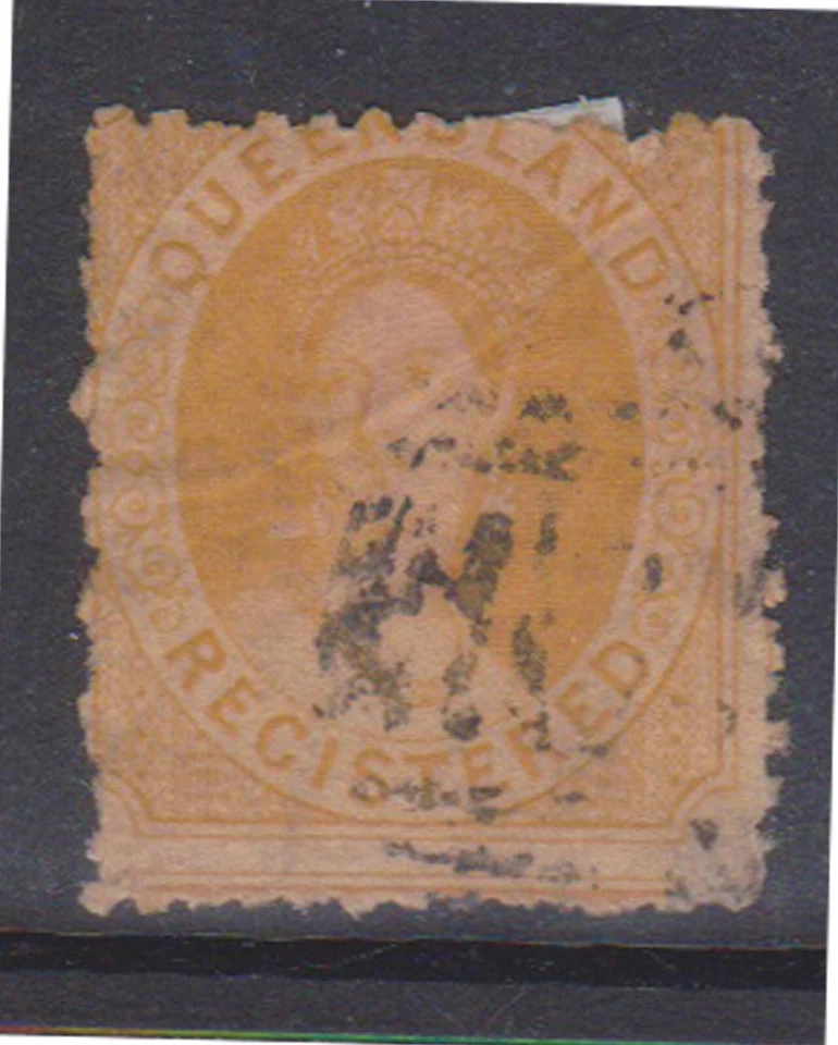 (F147-14) Sello de registro de chalón amarillo 1860 QLD (N) (EA13EA13) Foto 1 de 1