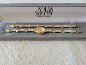 Nolan Miller Glamour Collection Gold & Silver Tone Clear Crystals Watch 7.25" - Picture 1 of 11
