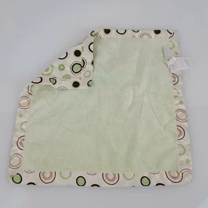 Carters Mint Green Cream Brown White Tan Circle Polka Dot Satin Security Blanket - Picture 1 of 4