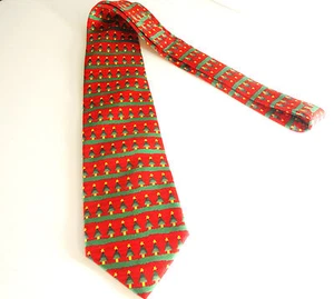 Alynn Christmas Tree Farm Silk Tie Creative American Design Red Green - Picture 1 of 12