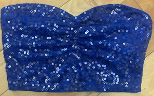 Express Seqin Crop Bandeau Top, Royal Blue SZ S - Picture 1 of 4